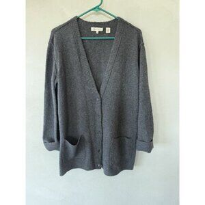 Inhabit Cashmere Cardigan Gray Button Up Long Sleeve Sweater Wool Blend Medium M